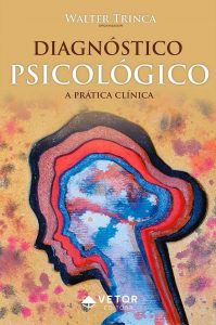 Capa do Livro Diagnóstico Psicológico, com silhueta da cabeça de uma mulher, com contornos graduais em 5 camadas.